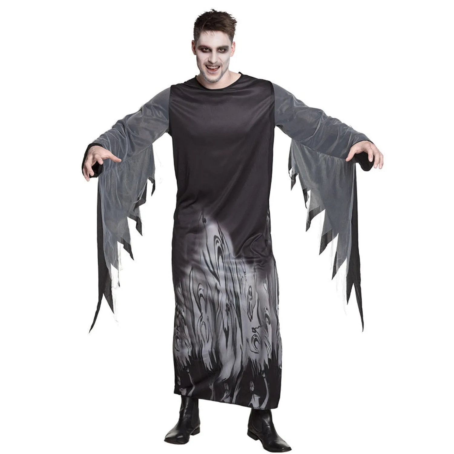 Halloween|Aikuisten Naamiaisasut>Boland Party Partners, P. O. Box 518, AK ALPHEN A/D RIJN, https://boland.eu Aavemainen pimeyden vartijan kaapu M/L 52-54