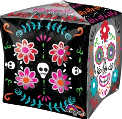 Halloween|Erikoisfoliopallot>Anagram International Inc, 7700 Anagram Drive, MN 55344-7307, USA, http://www.anagramballoons.com/ Day of the dead Skull kuutio 3D muotofoliopallo