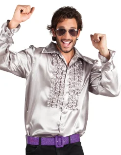 Penkkarit|70-Luku - Disco>Boland Party Partners, P. O. Box 518, AK ALPHEN A/D RIJN, https://boland.eu Disco paita hopeanvärinen aikuisten naaiaisasu