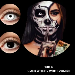 Efektipiilolinssit|Halloween>Création de Hanninger GmbH u0026 CO.KG, Breslauer Strasse 25, D-64646 Heppenheim, www.zoelibat.com Efektipiilolinssit duo musta noita ja valkoinen zombie 3kk