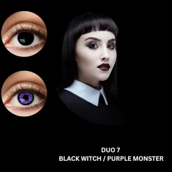Efektipiilolinssit|Halloween>Création de Hanninger GmbH u0026 CO.KG, Breslauer Strasse 25, D-64646 Heppenheim, www.zoelibat.com Efektipiilolinssit duo musta noita ja violetti hirviö 3kk