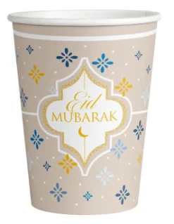 Eid Mubarak|Lasit Ja Mukit>IV Beck / Amscan Europe GmbH, Dettinger Str. 148, 73230 Kirchheim/Teck, Germany, www.amscan-europe.com Eid Mubarak pahvimuki 8 kpl/pkt