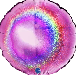 Yksiväriset Ilmapallot>Grabo Intl Srl, Via del Lavoro 33, 47853 CORIANO, ITALY, www.graboballoons.com Fuksia hologrammi pyöreä foliopallo