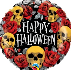 Pienet Foliopallot|Halloween> Halloween kultaiset pääkallot foliopallo