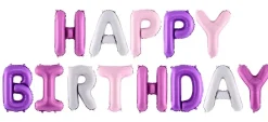 Syntymäpäivät|Syntymäpäivät>PartyDeco sp. z o.o. sp. k., ul. Kolumba 1, 70-035 Szczecin, www.partydeco.com Happy Birthday ilmalla täytettävä foliopallosetti hopea-pinkki