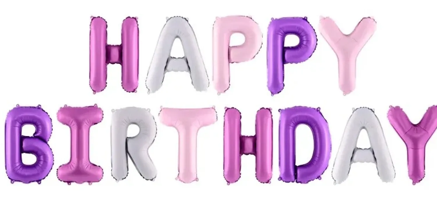 Syntymäpäivät|Syntymäpäivät>PartyDeco sp. z o.o. sp. k., ul. Kolumba 1, 70-035 Szczecin, www.partydeco.com Happy Birthday ilmalla täytettävä foliopallosetti hopea-pinkki