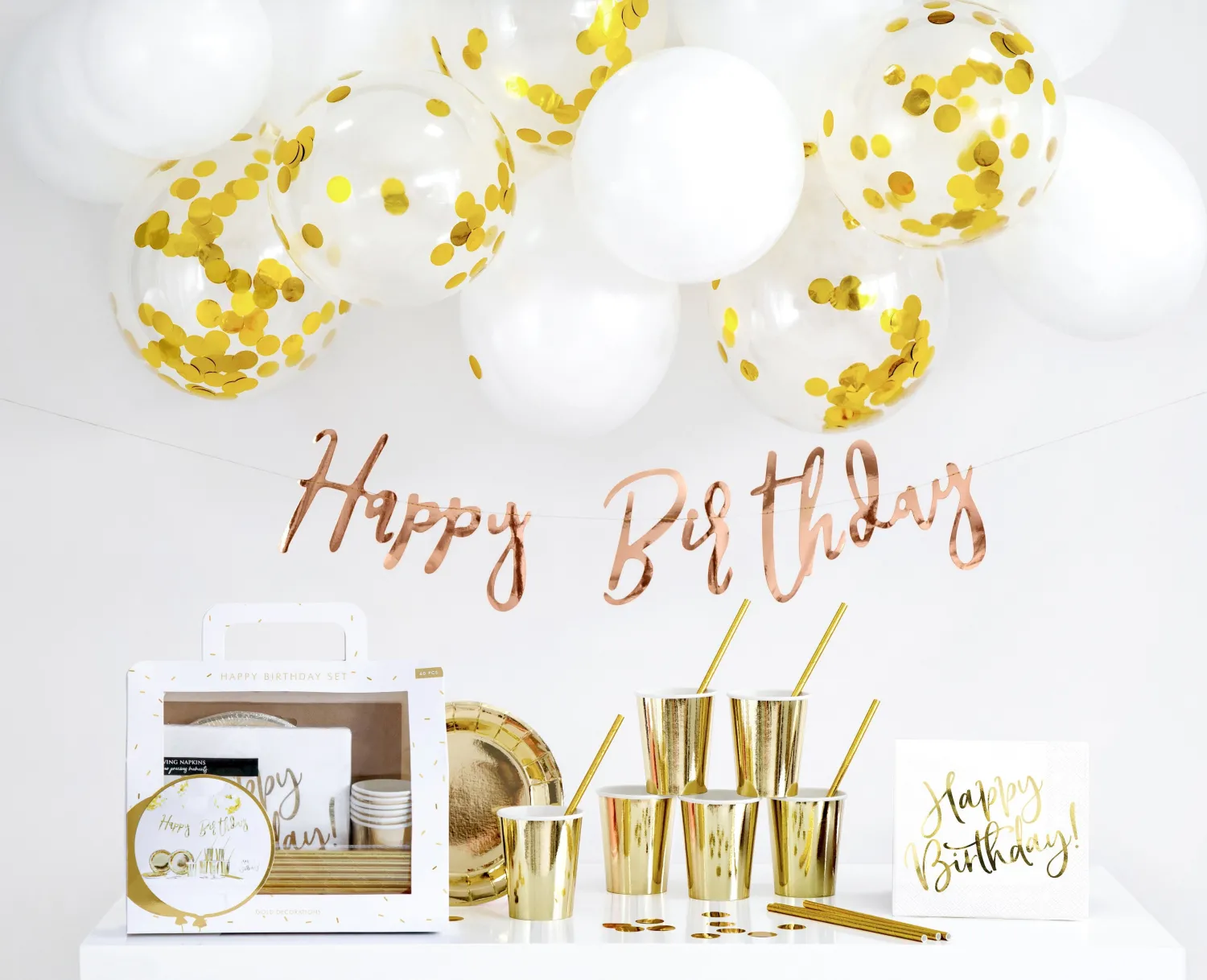 Syntymäpäivät|Syntymäpäivät>PartyDeco sp. z o.o. sp. k., ul. Kolumba 1, 70-035 Szczecin, www.partydeco.com Happy Birthday kattaus- ja koristelusetti