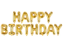 Syntymäpäivät|Syntymäpäivät>PartyDeco sp. z o.o. sp. k., ul. Kolumba 1, 70-035 Szczecin, www.partydeco.com Happy Birthday kirjaimet foliopallosetti kullanvärinen