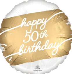 Pienet Foliopallot|Numerofoliopallot>Anagram International Inc, 7700 Anagram Drive, MN 55344-7307, USA, http://www.anagramballoons.com/ Happy Birthday 50 kulta foliopallo