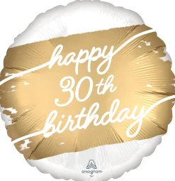 Pienet Foliopallot>Anagram International Inc, 7700 Anagram Drive, MN 55344-7307, USA, http://www.anagramballoons.com/ Happy Birthday 30 kulta foliopallo
