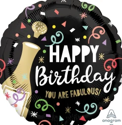 Pienet Foliopallot>Anagram International Inc, 7700 Anagram Drive, MN 55344-7307, USA, http://www.anagramballoons.com/ Happy Birthday kupliva konfetti foliopallo