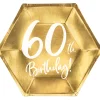 Syntymäpäivät|Syntymäpäivät>PartyDeco sp. z o.o. sp. k., ul. Kolumba 1, 70-035 Szczecin, www.partydeco.com Happy Birthday 60 pahvilautanen korkeakiiltokulta 6 kpl/pkt