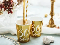 Lasit Ja Mukit>PartyDeco sp. z o.o. sp. k., ul. Kolumba 1, 70-035 Szczecin, www.partydeco.com Happy Birthday 30 pahvimuki korkeakiiltokulta 6 kpl/pkt