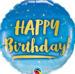 Pienet Foliopallot> Happy Birthday sininen foliopallo