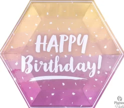 Syntymäpäivät|Syntymäpäivät> Happy Birthday suuri pahvilautanen 23 cm ruusukullan sävyt 8 kpl/pkt