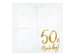Syntymäpäivät|Syntymäpäivät>PartyDeco sp. z o.o. sp. k., ul. Kolumba 1, 70-035 Szczecin, www.partydeco.com Happy Birthday 50 valkoinen suuri lautasliina 20 kpl/pkt