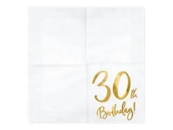 Syntymäpäivät|Syntymäpäivät>PartyDeco sp. z o.o. sp. k., ul. Kolumba 1, 70-035 Szczecin, www.partydeco.com Happy Birthday 30 valkoinen suuri lautasliina 20 kpl/pkt