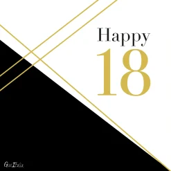 Syntymäpäivät|Syntymäpäivät>Givi Italia S.r.l, Via Ennio de Monte 117r, 16014 ISOVERDE, www.giviitalia.com Happy 18 juhlava suuri lautasliina 16 kpl/pkt