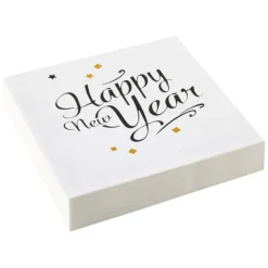 Lautasliinat|Uusi Vuosi>IV Beck / Amscan Europe GmbH, Dettinger Str. 148, 73230 Kirchheim/Teck, Germany, www.amscan-europe.com Happy New Year suuri lautasliina 20 kpl/pkt