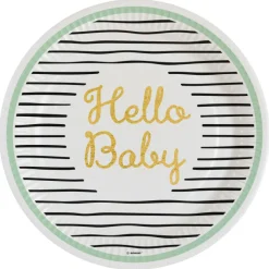 Lautaset>IV Beck / Amscan Europe GmbH, Dettinger Str. 148, 73230 Kirchheim/Teck, Germany, www.amscan-europe.com Hello Baby suuri pahvilautanen 8 kpl/pkt