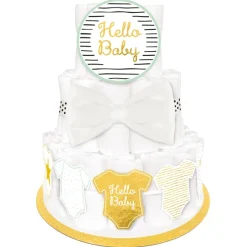 Muut Koristeet Ja Rekvisiitat>IV Beck / Amscan Europe GmbH, Dettinger Str. 148, 73230 Kirchheim/Teck, Germany, www.amscan-europe.com Hello Baby vaippakakku koristelusetti