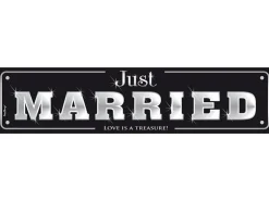 Liput, Kyltit Ja Julisteet|Muut Koristeet Ja Rekvisiitat>PartyDeco sp. z o.o. sp. k., ul. Kolumba 1, 70-035 Szczecin, www.partydeco.com Hääkyltti pahvia, "Just married" hopea 1 kpl