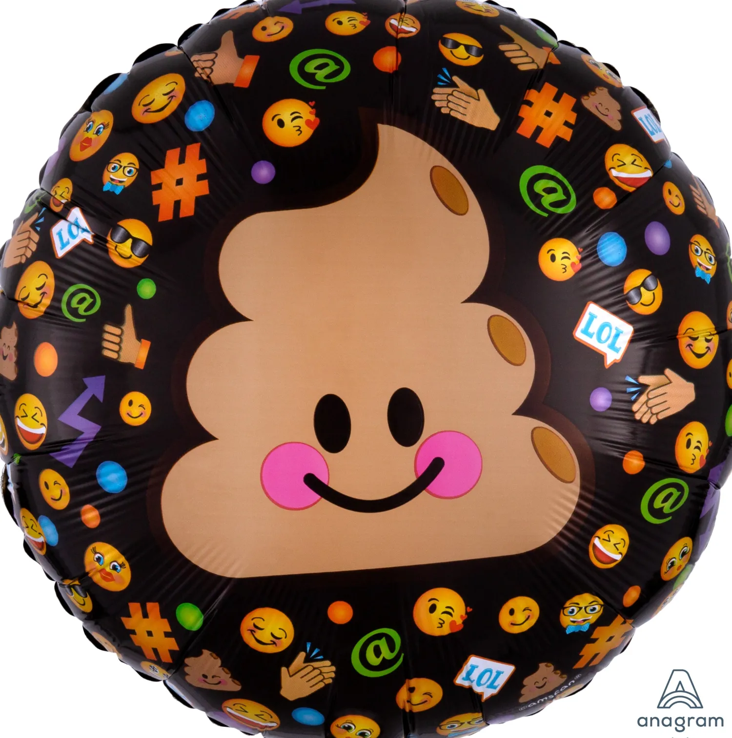 Pienet Foliopallot>Anagram International Inc, 7700 Anagram Drive, MN 55344-7307, USA, http://www.anagramballoons.com/ Hymynaama kakka foliopallo