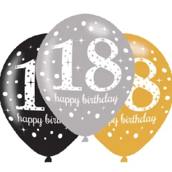 Syntymäpäivät|Syntymäpäivät>IV Beck / Amscan Europe GmbH, Dettinger Str. 148, 73230 Kirchheim/Teck, Germany, www.amscan-europe.com Ilmapallo 28 cm 18 Happy Birthday 6 kpl/pss