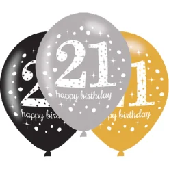 Syntymäpäivät|Syntymäpäivät>IV Beck / Amscan Europe GmbH, Dettinger Str. 148, 73230 Kirchheim/Teck, Germany, www.amscan-europe.com Ilmapallo 28 cm 21 Happy Birthday 6 kpl/pss