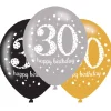 Syntymäpäivät|Syntymäpäivät>IV Beck / Amscan Europe GmbH, Dettinger Str. 148, 73230 Kirchheim/Teck, Germany, www.amscan-europe.com Ilmapallo 28 cm 30 Happy Birthday 6 kpl/pss