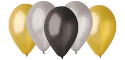 Vappu>Ilmapallokeskus Balloon Center Oy Part of Toyrock Group, Tiilipojanlenkki 9, 01720 VANTAA, www.ilmapallokeskus.fi Ilmapallo 28 cm metallinhohtomusta, kulta ja hopea 5 kpl/pss