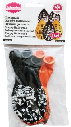 Painetut Ja Kuvioidut Ilmapallot>Ilmapallokeskus Balloon Center Oy Part of Toyrock Group, Tiilipojanlenkki 9, 01720 VANTAA, www.ilmapallokeskus.fi Ilmapallo Happy Halloween 30 cm oranssi ja musta 5 kpl/pss