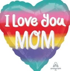 Pienet Foliopallot>Anagram International Inc, 7700 Anagram Drive, MN 55344-7307, USA, http://www.anagramballoons.com/ I love you Mom sateenkaari sydän foliopallo