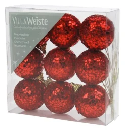 Joulu>Weiste Joulupallo 4 cm punainen kimalle 9 kpl/pkt