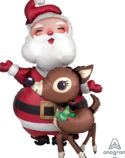Joulu|Kävelevät Foliopallot>Anagram International Inc, 7700 Anagram Drive, MN 55344-7307, USA, http://www.anagramballoons.com/ Joulupukki ja poro kävelevä foliopallo L