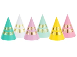 Torvet, Käärmepillit Ja Juhlasetit|Muut Juhlatarvikkeet>PartyDeco sp. z o.o. sp. k., ul. Kolumba 1, 70-035 Szczecin, www.partydeco.com Juhlahattu Happy Birthday trendivärit 6 kpl/pkt
