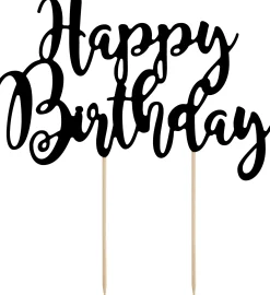 Leivontakoristeet|Muut Koristeet Ja Rekvisiitat>PartyDeco sp. z o.o. sp. k., ul. Kolumba 1, 70-035 Szczecin, www.partydeco.com Kakunkoriste Happy Birthday musta