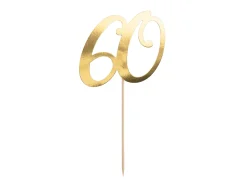 Syntymäpäivät|Syntymäpäivät>PartyDeco sp. z o.o. sp. k., ul. Kolumba 1, 70-035 Szczecin, www.partydeco.com Kakunkoriste 60 vuotta kullanvärinen 21 cm 1 kpl/pkt