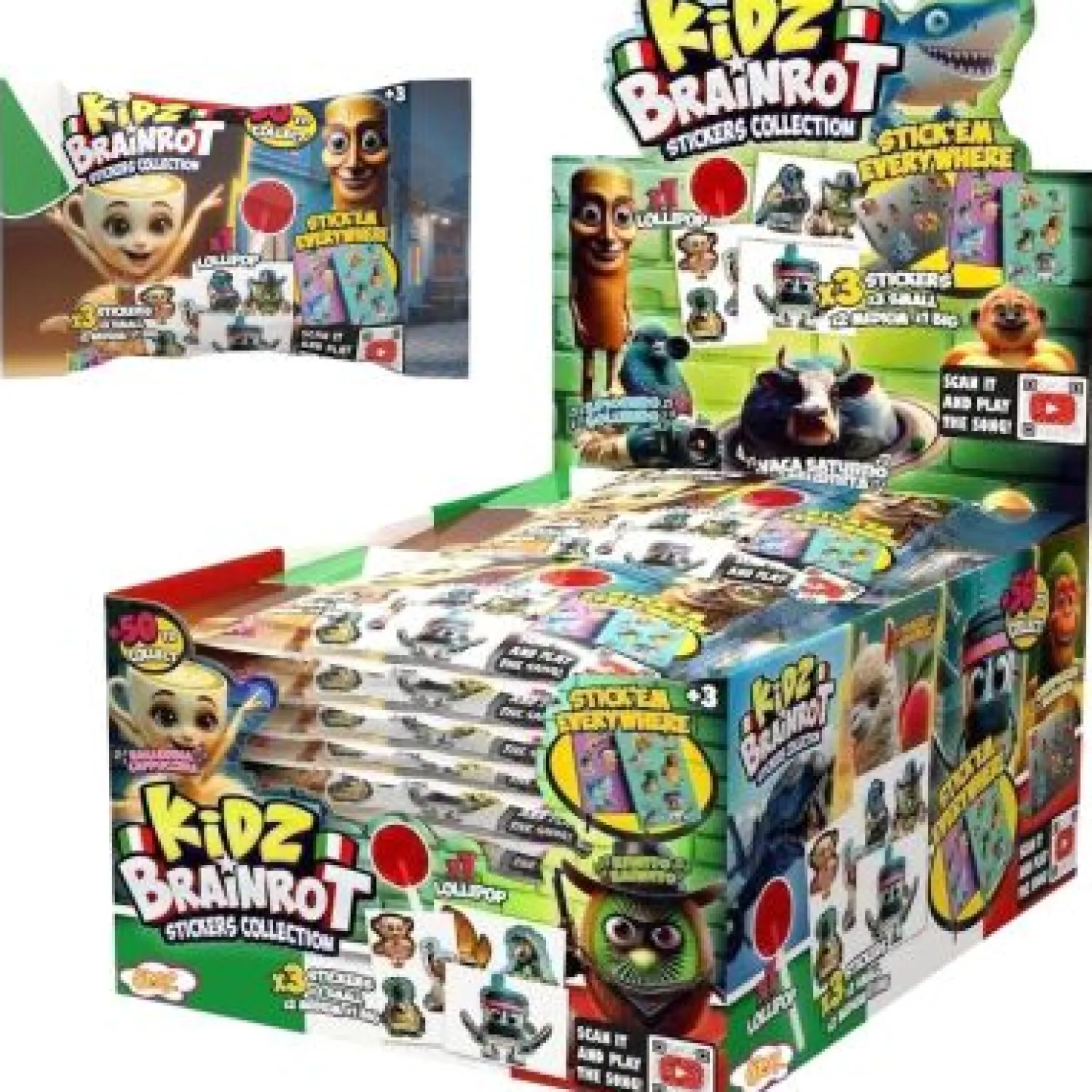 Makeiset|Muut Juhlatarvikkeet>Juhlamaailma Kidz Brainrot Lollipops and Stickers Collection 5,5g