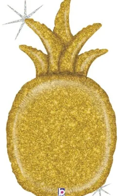 Erikoisfoliopallot>Grabo Intl Srl, Via del Lavoro 33, 47853 CORIANO, ITALY, www.graboballoons.com Kimaltava ananas kullanvärinen erikoismuotofolio