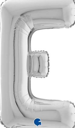 Kirjainfoliopallot>Grabo Intl Srl, Via del Lavoro 33, 47853 CORIANO, ITALY, www.graboballoons.com Kirjainfolio E hopeanvärinen 75 cm