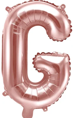 Erikoisilmapallot|Kirjainfoliopallot>PartyDeco sp. z o.o. sp. k., ul. Kolumba 1, 70-035 Szczecin, www.partydeco.com Kirjainfolio G ruusukullanvärinen ilmatäytteinen 35 cm