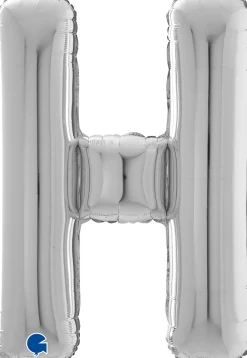 Vanhojentanssit|Kirjainfoliopallot>Grabo Intl Srl, Via del Lavoro 33, 47853 CORIANO, ITALY, www.graboballoons.com Kirjainfolio H hopeanvärinen 75 cm