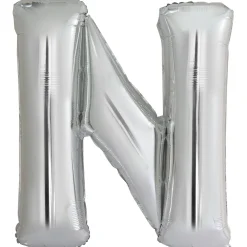 Kirjainfoliopallot>Riethmüeller Kirjainfolio N hopeanvärinen 86 cm