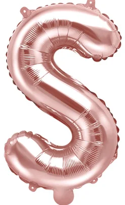 Erikoisilmapallot>PartyDeco sp. z o.o. sp. k., ul. Kolumba 1, 70-035 Szczecin, www.partydeco.com Kirjainfolio S ruusukullanvärinen ilmatäytteinen 35 cm