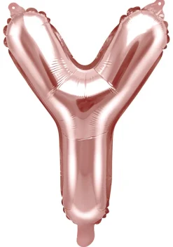 Kirjainfoliopallot>PartyDeco sp. z o.o. sp. k., ul. Kolumba 1, 70-035 Szczecin, www.partydeco.com Kirjainfolio Y ruusukullanvärinen ilmatäytteinen 35 cm
