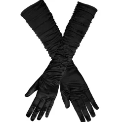 Halloween|Käsineet>Boland Party Partners, P. O. Box 518, AK ALPHEN A/D RIJN, https://boland.eu Käsineet musta satiini rypytyksellä