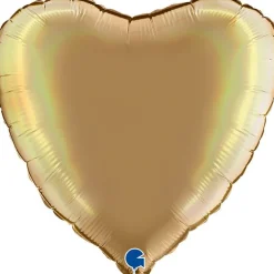 Pienet Foliopallot|Yksiväriset Foliopallot>Grabo Intl Srl, Via del Lavoro 33, 47853 CORIANO, ITALY, www.graboballoons.com Kulta sateenkaaren värssä kuultava sydän foliopallo