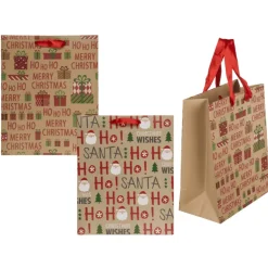 Joulu>Juhlamaailma Lahjakassi Ho Ho Ho 26 x 10 x 32 cm, lajitelma 2 erilaista