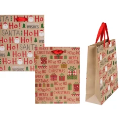 Joulu>Juhlamaailma Lahjakassi Ho Ho Ho 18 x 10 x 23 cm, lajitelma 2 erilaista